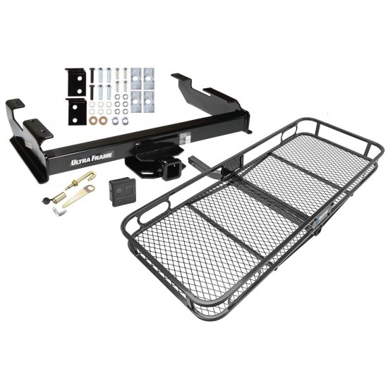 Trailer Tow Hitch For 88-00 Chevy GMC C/K 1500 2500 3500 8 ft. Bed Basket Cargo Carrier Platform Hitch Lock and Cover