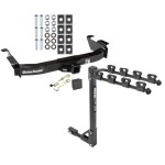 Trailer Tow Hitch w/ 4 Bike Rack For 00-14 Ford E-150 E-250 Econoline E-350 Super Duty tilt away adult or child arms fold down carrier w/ Lock and Cover
