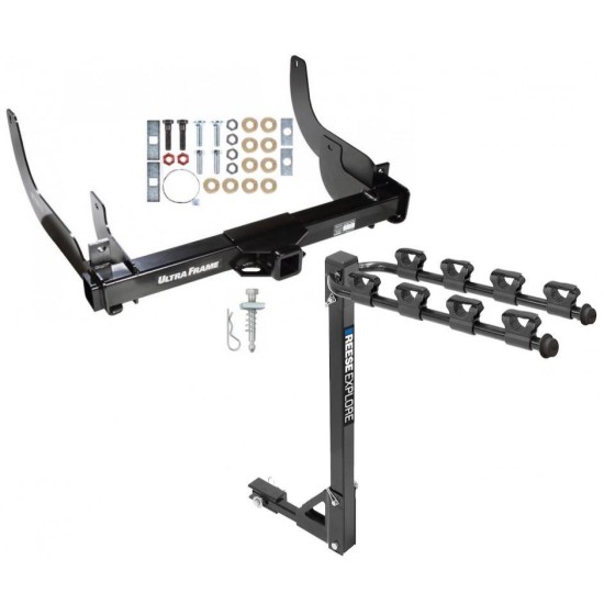 Trailer Tow Hitch w/ 4 Bike Rack For 06-08 Ford F-150 Lincoln Mark LT tilt away adult or child arms fold down carrier