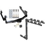 Trailer Tow Hitch w/ 4 Bike Rack For 07-21 Toyota Tundra tilt away adult or child arms fold down carrier w/ Lock and Cover