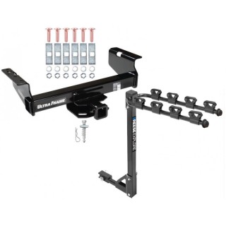 Trailer Tow Hitch w/ 4 Bike Rack For 01-24 Chevy Silverado GMC Sierra 3500 4500 5500 tilt away adult or child arms fold down carrier 