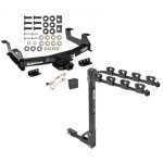 Trailer Tow Hitch w/ 4 Bike Rack For 11-14 Chevy Silverado GMC Sierra 2500 3500 HD tilt away adult or child arms fold down carrier w/ Lock and Cover