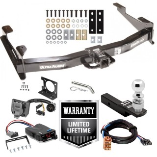 Class 5 Trailer Hitch w/ Brake Control For 03-07 Chevy Silverado GMC Sierra 2500 HD 3500 w/ Plug Play Wiring 2- 5/16" Ball 2" Drop Mount 7-Way Pin Blade RV Controller