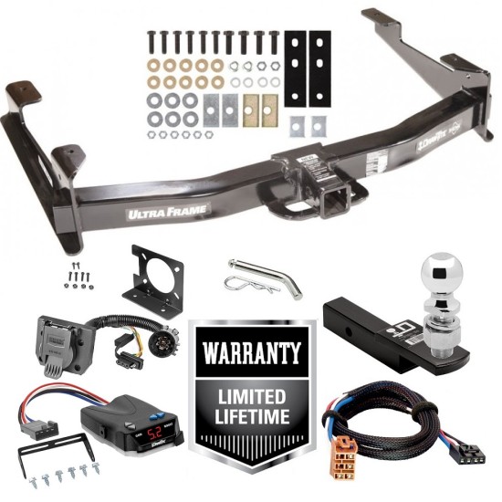 Class 5 Trailer Hitch w/ Brake Control For 03-07 Chevy Silverado GMC Sierra 2500 HD 3500 w/ Plug Play Wiring 2- 5/16" Ball 2" Drop Mount 7-Way Pin Blade RV Controller