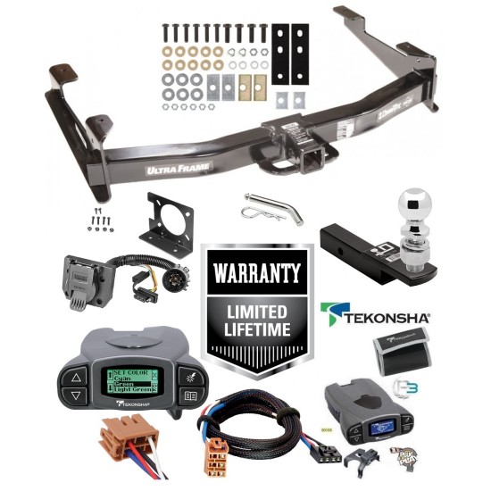 Class 5 Trailer Hitch w/ Tekonsha Prodigy P3 For 03-07 Chevy Silverado GMC Sierra 2500 HD 3500 w/ Plug Play Wiring 2- 5/16" Ball 2" Drop Mount 7-Way Pin Blade RV Controller