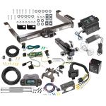 Class 5 2" Receiver Hitch For 03-24 Chevy Express GMC Savana Van w/ Tekonsha Prodigy P3 Trailer Brake Control 7-Way RV Wiring Breakaway Battery Charger Complete System Tri-Tow-Ball 1-7/8" 2" 2-5/16"