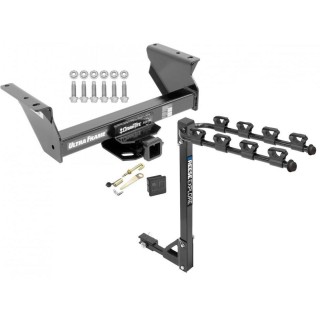 Trailer Tow Hitch w/ 4 Bike Rack For 13-21 RAM 3500 4500 5500 Cab & Chassis tilt away adult or child arms fold down carrier w/ Lock and Cover