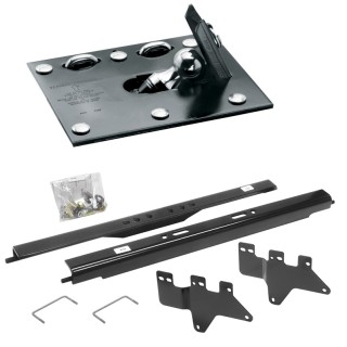 Draw-Tite Gooseneck Trailer Hitch for 99-10 Chevy GMC Silverado Sierra 2500 07-10 3500 Fold Down Plate w/ Custom Brackets Under Bed Rails 2-5/16" Ball