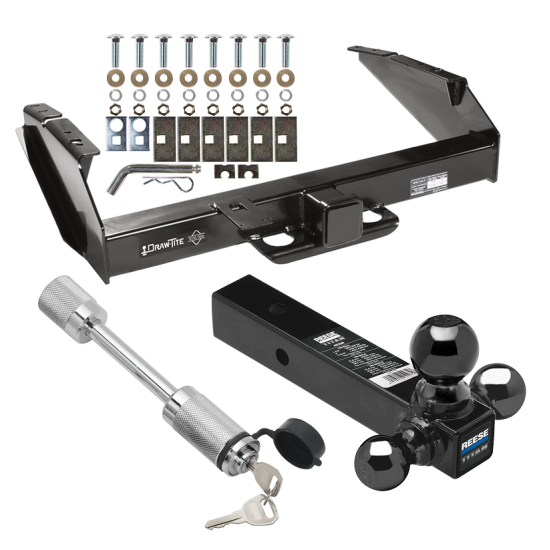 Class 5 Trailer Tow Hitch For 80-96 Ford F-250 F-350 97 Heavy Duty w/ 1-7/8" 2" 2-5/16" Tri-Tow-Ball Mount and Towing Lock