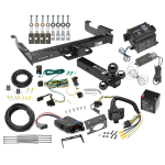 Class 5 2-1/2" Receiver Hitch For 03-24 Chevy Express GMC Savana Van w/ Draw-Tite Trailer Brake Control 7-Way RV Wiring Breakaway Battery Charger Complete System Tri-Tow-Ball 1-7/8" 2" 2-5/16"