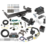 Class 5 2-1/2" Receiver Hitch For 03-24 Chevy Express GMC Savana Van w/ Tekonsha Prodigy P3 Trailer Brake Control 7-Way RV Wiring Breakaway Battery Charger Complete System Tri-Tow-Ball 1-7/8" 2" 2-5/16"