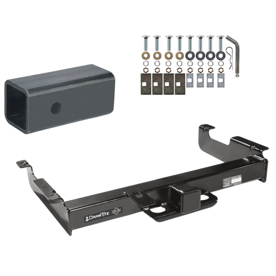 Class 5 Trailer Tow Hitch For 96-24 Chevy Express GMC Savana Van 1500 2500 3500 w/ 2-1/2" to 2" Ball Receiver Opening Reducer