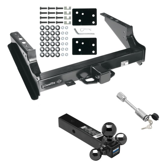 Class 5 Trailer Tow Hitch For 99-22 Ford F250 F350 08-22 F450 Super Duty Except Cab & Chassis w/ 1-7/8" 2" 2-5/16" Tri-Tow-Ball Mount and Towing Lock