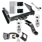 Class 5 Trailer Tow Hitch For 99-22 Ford F250 F350 08-22 F450 Super Duty Except Cab & Chassis w/ 7-Way Wiring 2-5/16" and 2" Ball 10" Long 5" Drop Draw Bar and Towing Lock