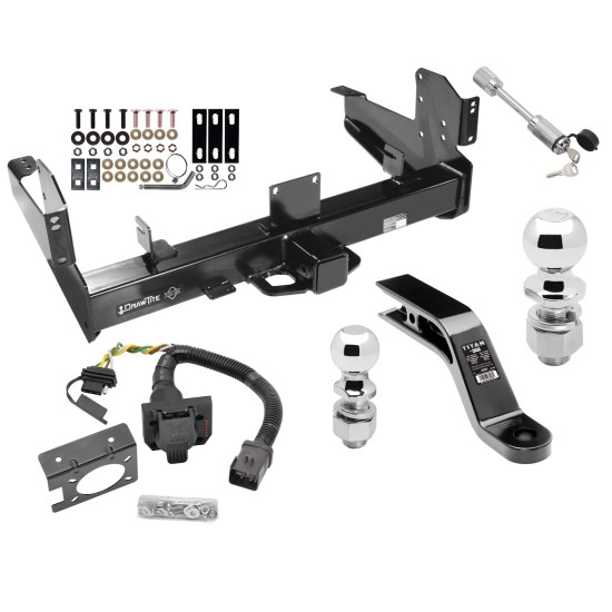 Class 5 Trailer Hitch w/ 7-Way Wiring Harness Kit For 03-09 Dodge Ram 2500 3500 w/ Factory Tow Prep Package 2-5/16" and 2" Ball 10" Long 5" Drop Draw Bar and Towing Lock