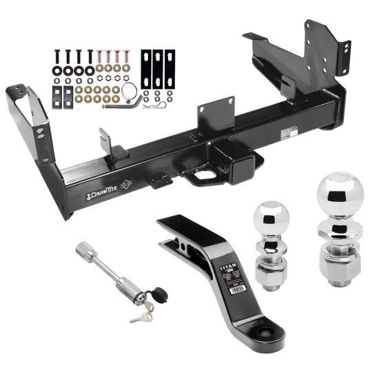 Class 5 Trailer Tow Hitch For 03-10 Dodge Ram 11-24 RAM 2500 3500 w/ 2-5/16" and 2" Ball 10" Long 5" Drop Draw Bar and Towing Lock