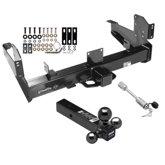 Class 5 Trailer Tow Hitch For 03-10 Dodge Ram 11-24 RAM 2500 3500 w/ 1-7/8" 2" 2-5/16" Tri-Tow-Ball Mount and Towing Lock