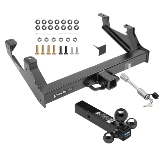 Class 5 Trailer Tow Hitch For 15-19 Chevy Silverado GMC Sierra 2500 3500 HD Exc Cab & Chassis w/ 1-7/8" 2" 2-5/16" Tri-Tow-Ball Mount and Towing Lock