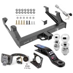 Class 5 Trailer Tow Hitch For 15-19 Chevy Silverado GMC Sierra 2500 3500 HD Exc Cab & Chassis w/ 7-Way Wiring 2-5/16" and 2" Ball 10" Long 3" Drop Draw Bar and Towing Lock