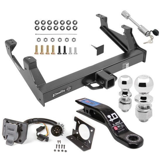 Class 5 Trailer Tow Hitch For 15-19 Chevy Silverado GMC Sierra 2500 3500 HD Exc Cab & Chassis w/ 7-Way Wiring 2-5/16" and 2" Ball 10" Long 3" Drop Draw Bar and Towing Lock