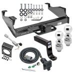 Class 5 Trailer Tow Hitch For 99-01 F-350 F-450 F-550 Super Duty Cab & Chassis w/ 7-Way Wiring 2-5/16" and 2" Balls 7-3/4" Drop Mount and Towing Lock and Bracket For Models w/ Factory 4-Flat