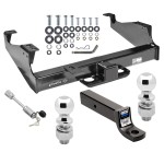 Class 5 Trailer Tow Hitch For 99-24 F-350 F-450 F-550 Super Duty Cab & Chassis w/ 2-5/16" and 2" Balls 3" Drop Mount and Towing Lock