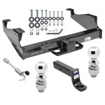 Class 5 Trailer Tow Hitch For 99-24 F-350 F-450 F-550 Super Duty Cab & Chassis w/ 2-5/16" and 2" Balls 5" Drop Mount and Towing Lock