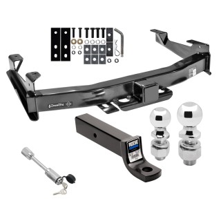 Class 5 Trailer Tow Hitch For 01-10 Chevy Silverado GMC Sierra 2500 3500 w/ 2-5/16" and 2" Balls 3" Drop Mount and Towing Lock