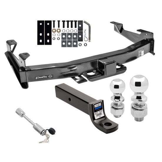 Class 5 Trailer Tow Hitch For 01-10 Chevy Silverado GMC Sierra 2500 3500 w/ 2-5/16" and 2" Balls 3" Drop Mount and Towing Lock