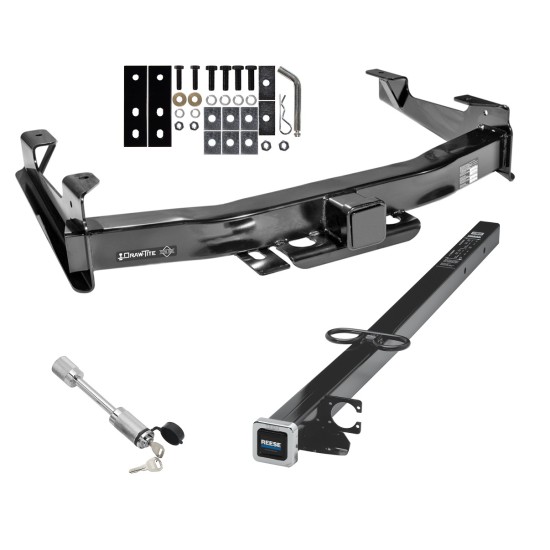 Class 5 Trailer Tow Hitch For 01-10 Chevy Silverado GMC Sierra 2500 3500 w/ 24" or 34" Extension and Towing Lock