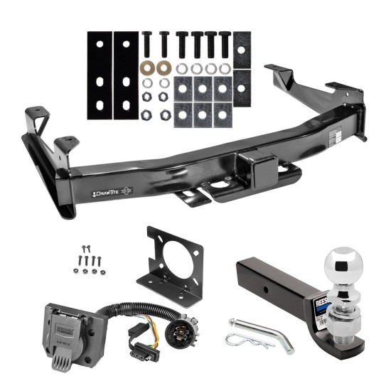 Class 5 Trailer Hitch Package w/ Wiring For 01-10 Chevy Silverado GMC Sierra 2500 3500 w/ 2-5/16" Ball 3" Drop Mount 7-Way Pin Blade RV