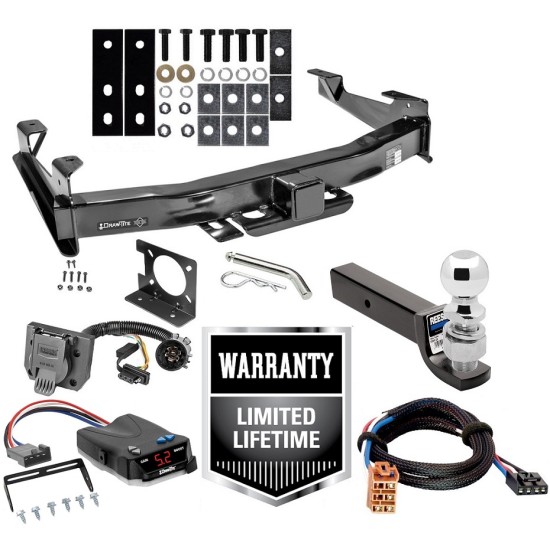 Class 5 Trailer Hitch w/ Brake Control For 03-07 Chevy Silverado GMC Sierra 2500 HD 3500 w/ Plug Play Wiring 2- 5/16" Ball 3" Drop Mount 7-Way Pin Blade RV Controller