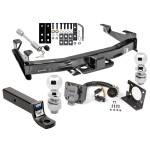 Class 5 Trailer Tow Hitch For 01-10 Chevy Silverado GMC Sierra 2500 3500 w/ 7-Way Wiring 2-5/16" and 2" Balls 3" Drop Mount and Towing Lock