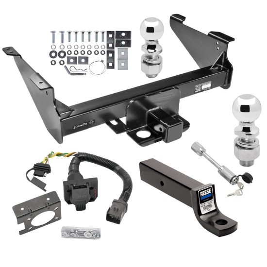 Class 5 Trailer Hitch w/ 7-Way Wiring Harness Kit For 03-09 Dodge RAM 1500 2500 3500 Except Mega Cab w/ Factory Tow Prep Package 2-5/16" and 2" Balls 3" Drop Mount and Towing Lock