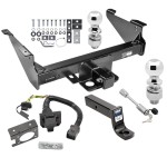 Class 5 Trailer Hitch w/ 7-Way Wiring Harness Kit For 03-09 Dodge RAM 1500 2500 3500 Except Mega Cab w/ Factory Tow Prep Package 2-5/16" and 2" Balls 5" Drop Mount and Towing Lock