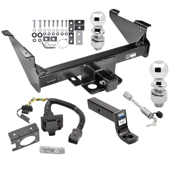 Class 5 Trailer Hitch w/ 7-Way Wiring Harness Kit For 03-09 Dodge RAM 1500 2500 3500 Except Mega Cab w/ Factory Tow Prep Package 2-5/16" and 2" Balls 5" Drop Mount and Towing Lock