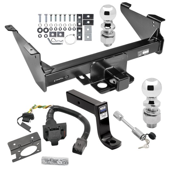 Class 5 Trailer Hitch w/ 7-Way Wiring Harness Kit For 03-09 Dodge RAM 1500 2500 3500 Except Mega Cab w/ Factory Tow Prep Package 2-5/16" and 2" Balls 7-3/4" Drop Mount and Towing Lock