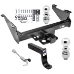 Class 5 Trailer Tow Hitch For 03-23 Dodge RAM 1500 2500 3500 Except Mega Cab w/ 2-5/16" and 2" Balls 7-3/4" Drop Mount and Towing Lock