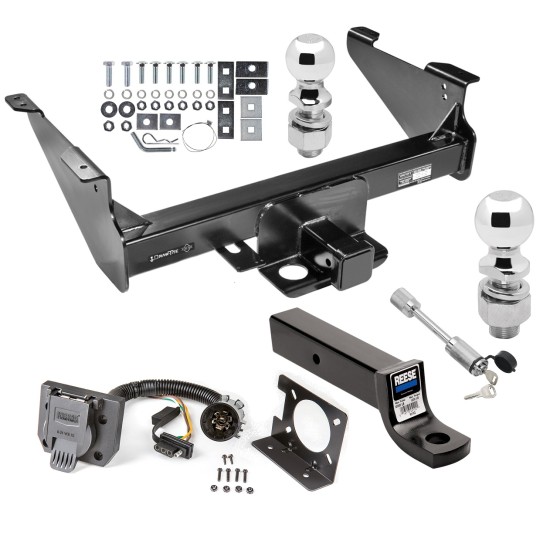 Class 5 Trailer Tow Hitch For 11-23 Dodge RAM 1500 2500 3500 Except Mega Cab w/  7-Way Wiring 2-5/16" and 2" Balls 3" Drop Mount and Towing Lock