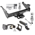 Class 5 Trailer Tow Hitch For 11-23 Dodge RAM 1500 2500 3500 Except Mega Cab w/  7-Way Wiring 2-5/16" and 2" Balls 5" Drop Mount and Towing Lock