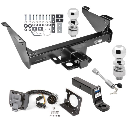 Class 5 Trailer Tow Hitch For 11-23 Dodge RAM 1500 2500 3500 Except Mega Cab w/  7-Way Wiring 2-5/16" and 2" Balls 5" Drop Mount and Towing Lock