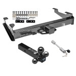 Class 5 Trailer Tow Hitch For 01-10 Chevy Silverado GMC Sierra 2500 3500 HD w/ 1-7/8" 2" 2-5/16" Tri-Tow-Ball Mount and Towing Lock