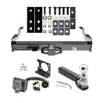 Class 5 18K Trailer Hitch Package w/ Wiring For 01-10 Chevy Silverado GMC Sierra 2500 3500 w/ 2-5/16" Ball 3" Drop Mount 7-Way Pin Blade RV