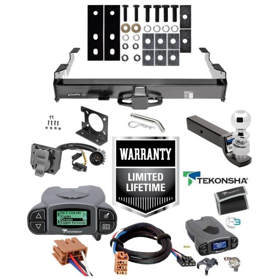 Class 5 Trailer Hitch w/ Tekonsha Prodigy P3 Brake Control For 01-02 Chevy Silverado GMC Sierra 2500 HD 8ft Bed 3500 w/ Plug Play Wiring 2" 2- 5/16" Ball 3" Drop Mount 7-Way Pin Blade RV Controller 