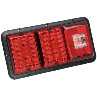 Bargman Triple Trailer Taillight Horizontal Mount 84/85 Series w/ Red LED Incandescent Backup w/ Black Base RV