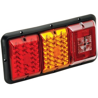 Bargman Triple Trailer Taillight Horizontal Mount 84/85 Series w/ Red/Amber LED Incandescent Backup w/ Black Base RV