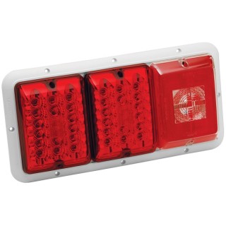 Bargmans Trailer Taillight Horizontal Mount w/ Red/Red LED Incandescent Backup w/ White Base