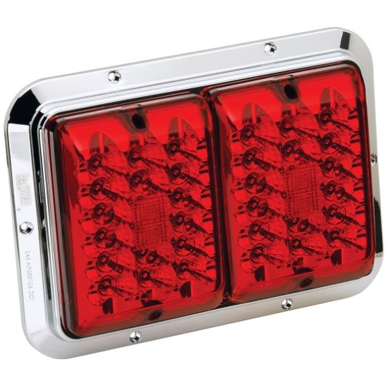 Bargman Trailer Taillight 84 LED Surface Mount Red/Red w/ Chrome Base RV