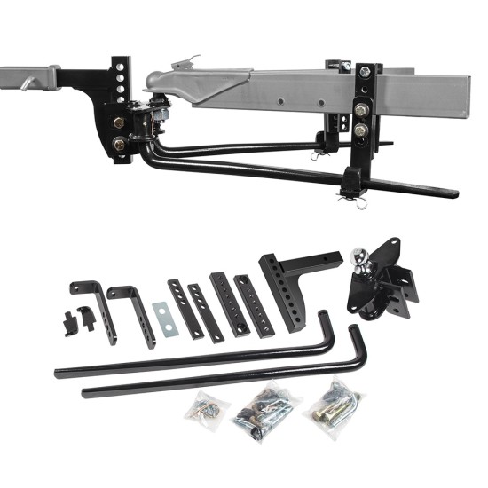 Reese 11.5K Trailer Weight Distribution Hitch Kit w/ Head, Deep Drop Shank, 2-5/16" Ball, Spring Bars, Control Brackets and Lift-Assist Bar, Hardware - Reduce Sway on Travel Trailer