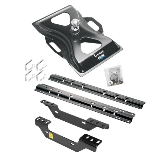 Reese Quick Install Rail Kit and 25K Gooseneck Hitch For 11-19 Chevy Silverado GMC Sierra 2500 3500 Custom Fit No Drill Base Rails For Gooseneck Trailer